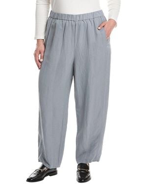 Eileen Fisher Plus Linen & Silk-Blend Ankle Lantern Pant - Grey