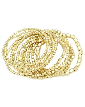 Adornia Set Of 10 Golden Bead Stretch Bracelets - Metallic