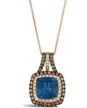 Le Vian 14K 5.35 Ct. Tw. Diamond Deep Sea Topaz Drop Pendant - Blue