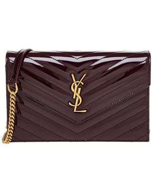 Saint Laurent Cassandre Envelope Patent Wallet On Chain - Purple