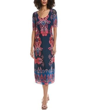 Johnny Was Maya Mesh Midi Dress - Blue