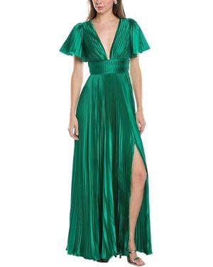 AMUR Jupiter Pleated Sleeve Gown - Green