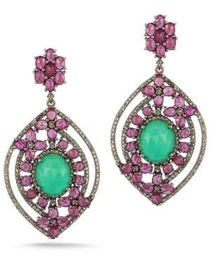 Banji Jewelry Silver 16.88 Ct. Tw. Diamond & Gemstone Earrings - White
