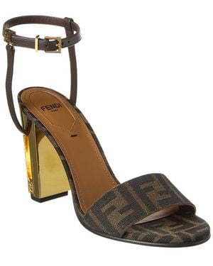 Fendi Delfina Ff & Leather Sandal - Brown
