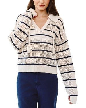 Bella Dahl Tassel Tie Open Knit Sweater - Blue