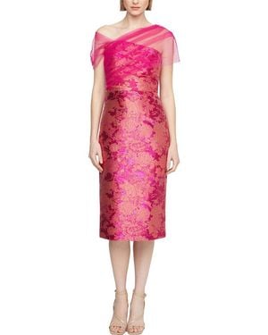 THEIA Judy Shawl Midi Dress - Pink