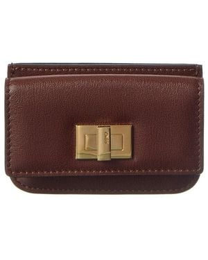 Fendi Way Leather Card Holder - Purple