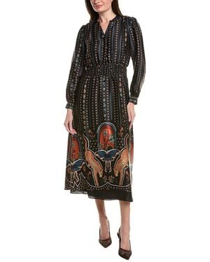 Tahari Printed Midi Dress - Black