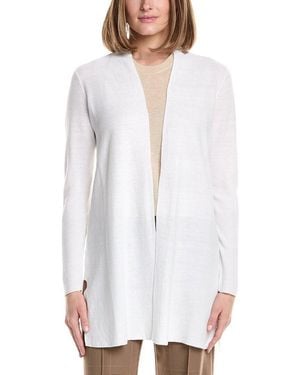 Eileen Fisher Long Linen-Blend Cardigan - White