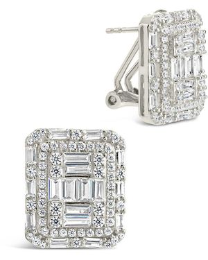 Sterling Forever Cz Jana Square Studs - White