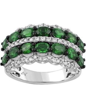 Brilliant Bloom 14K 0.50 Ct. Tw. Lab-Grown Diamond & Emerald Ring - Green