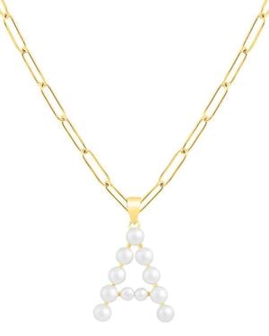 Splendid Gold Over Silver 4-5mm Pearl Pendant - Metallic