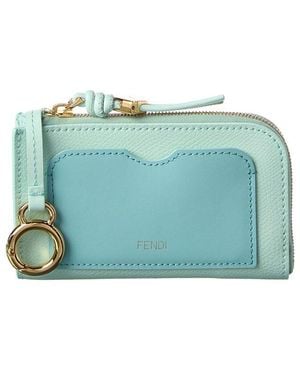 Fendi Ff Diamond Leather Coin Purse - Blue