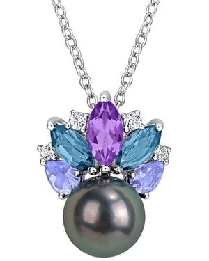 Rina Limor 1.25 Ct. Tw. Pearl (Multi-Gem) & 8-8.5Mm Pearl Pendant - Blue