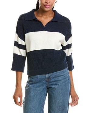 525 America Johnny Collar Mesh Rugby Jumper - Blue
