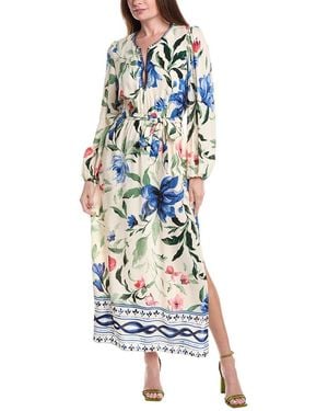 Vince Camuto V-Neck Long Sleeve Maxi Dress - White