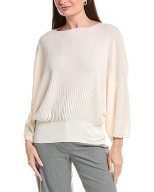 Lafayette 148 New York Pleated Dolman Silk Jumper - White