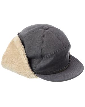 Brunello Cucinelli Shearling-Lined Wool-Blend Hat - Grey