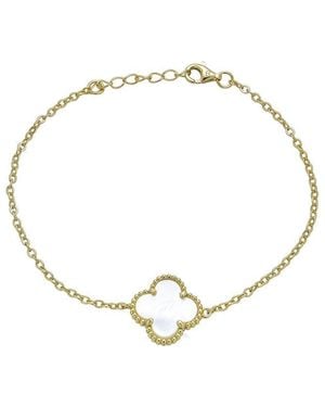 Belpearl Silver Pearl Clover Bracelet - Metallic