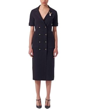 Carolina Herrera Double-Breasted Knit Wool-Blend Sheath Dress - Blue