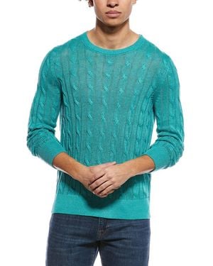 Brooks Brothers Linen Cable Crewneck Sweater - Blue