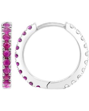 Lab Grown Gemstones 0.60 Ct. Tw. Lab-Grown Ruby Hoop Earrings - White