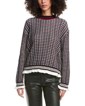 3.1 Phillip Lim Plaid Jacquard Open Back Wool-Blend Pullover - Grey