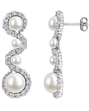 Rina Limor 3.29 Ct. Tw. Gemstone & 4-8.5Mm Pearl Earrings - White