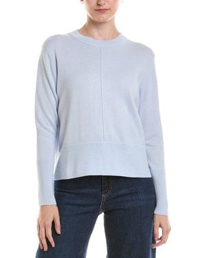 Forte Exposed Seam Crewneck 100% Cashmere Jumper - Blue