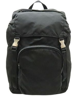Prada Nylon Triangle Logo Backpack (Authentic Pre-Loved) - Black