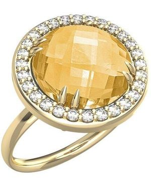 Reiss 14K 3.45 Ct. Tw. Diamond & Citrine Cocktail Ring - Metallic