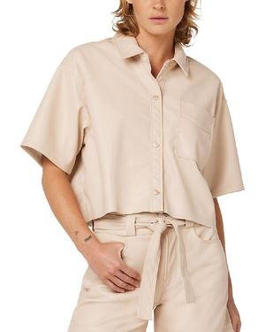 Hudson Jeans Cropped Oversized Button Down Shirt - Natural