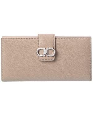 Ferragamo Double Gancini Leather Wallet - Natural