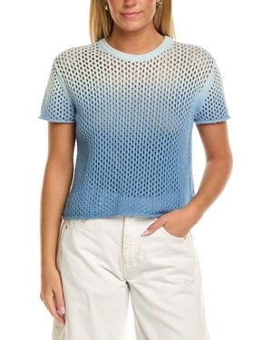 Velvet By Graham & Spencer Poppy Short Sleeve Cashmere-Blend Jumper - Blue