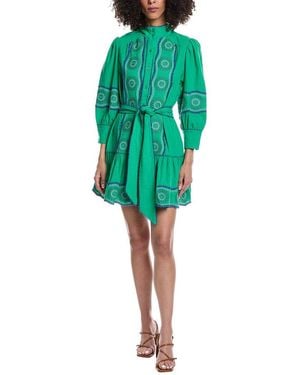 tyler boe Christy Embroidered Skimmer Mini Dress - Green