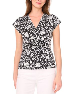 Vince Camuto V-neck Short Sleeve Top - Black