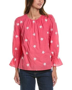 Cece Shirred Neck Ruffle Sleeve Top