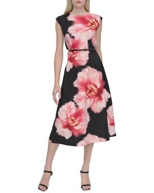 DKNY Fit & Flare Dress - Red