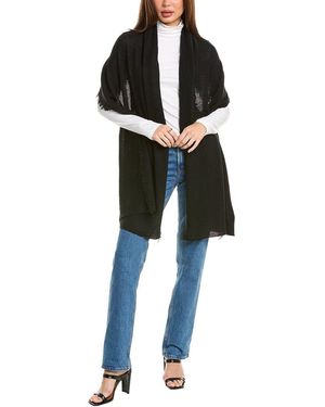 Amicale Cashmere Fringe Jersey Cashmere Travel Wrap - Black