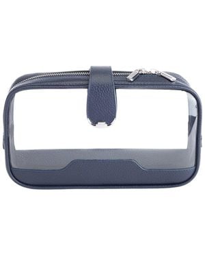 ROYCE New York New York Leather Clear Double-Sided Leather Cosmetic Case - Blue