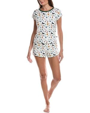 Cozyland by Morgan Lane 2Pc Elphaba Print Shortie Set - White