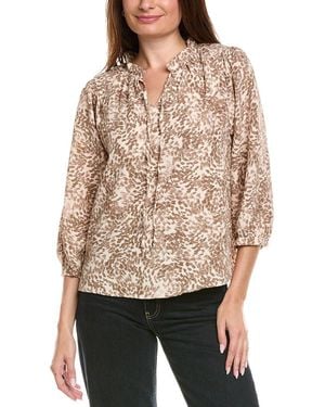 Vince Camuto Peasant Split Neck Blouse - Natural