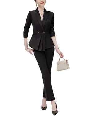 Bossy Chic 2Pc Blazer & Pant Set - Black