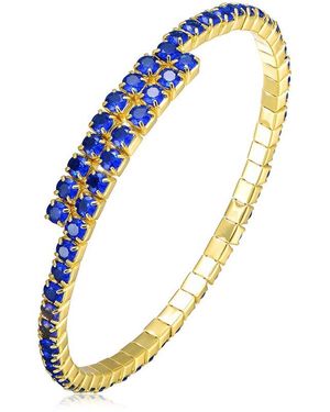 Rachel Glauber 14K Plated Cz Tennis Bracelet - Blue