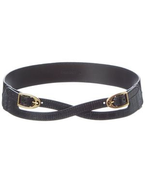 J.McLaughlin Jimena Croc-Embossed Suede & Leather Belt - Black