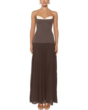 Adele Berto Solid Maxi Dress - Brown