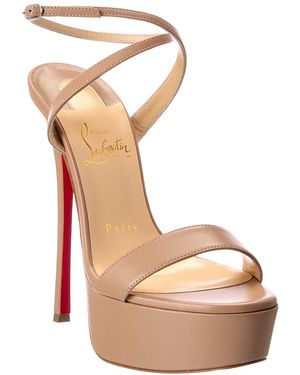 Christian Louboutin Loubi Queen Alta 150 Leather Platform Sandal - Natural