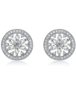 Genevive Jewelry Silver Cz Halo Wreath Earrings - Gray