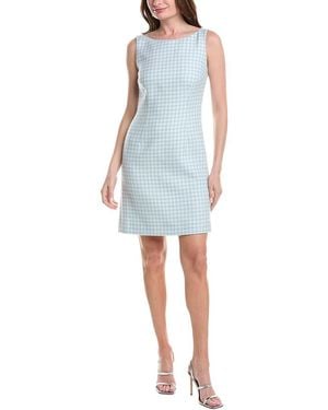 Oscar de la Renta Silk-Lined Wool-Blend Sheath Dress - Blue