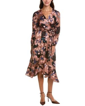 Tahari Printed Midi Dress - Brown